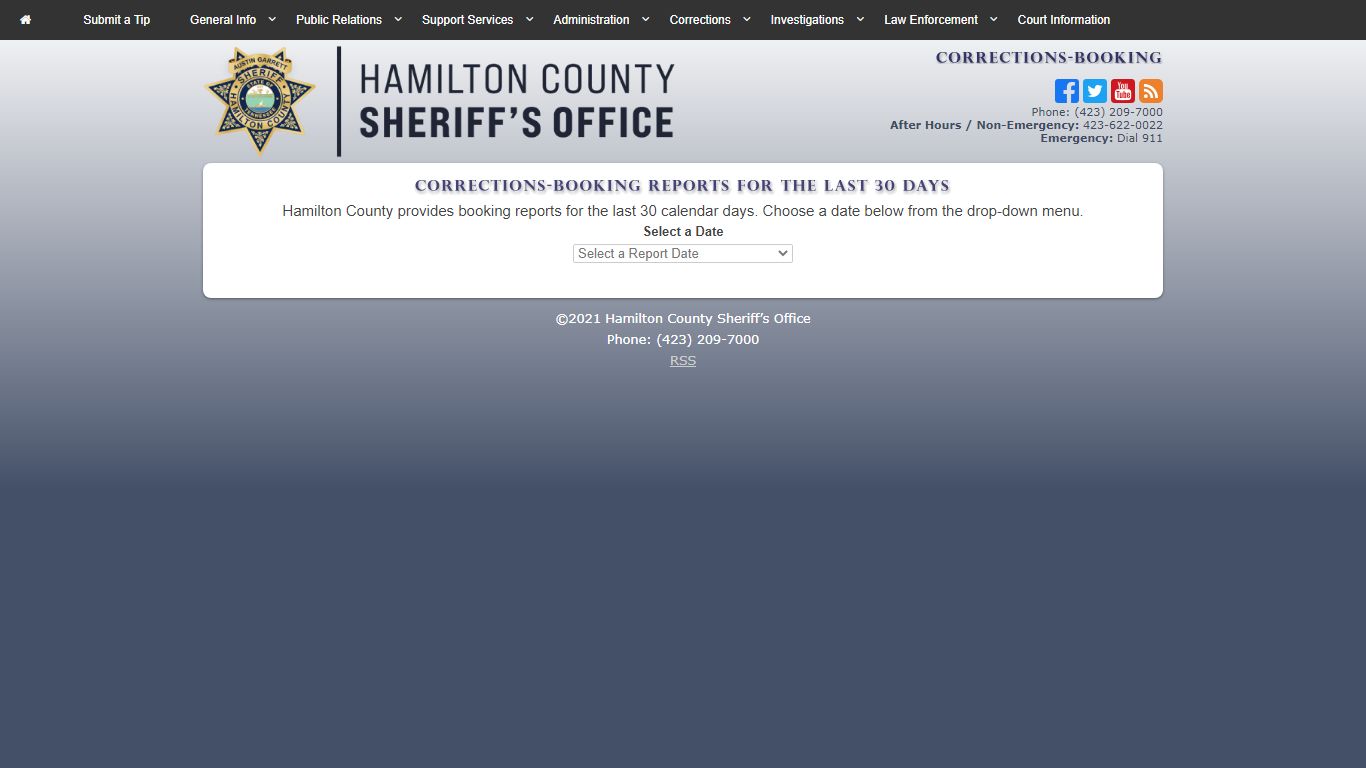 HCSO-Corrections-Booking Reports