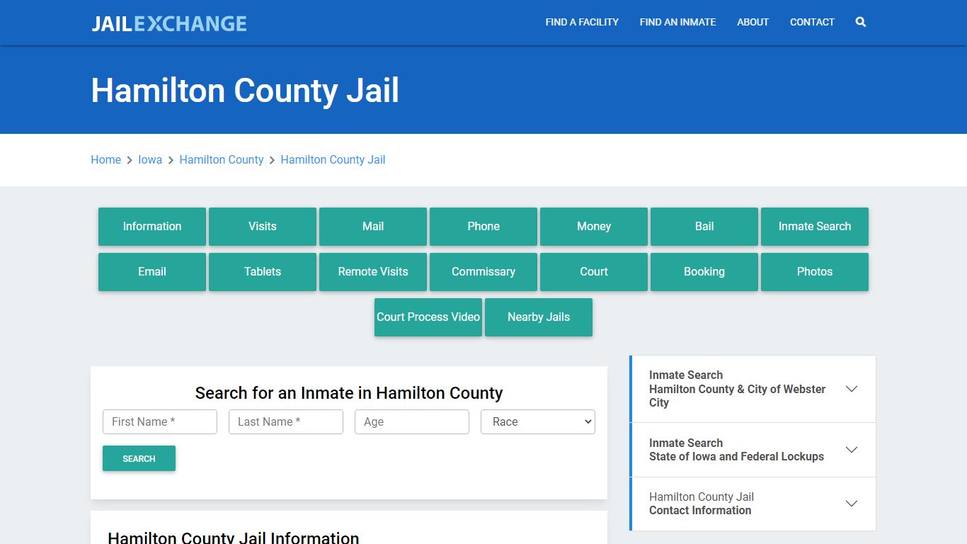 Hamilton County Jail Roster Lookup, IA, Inmate Search